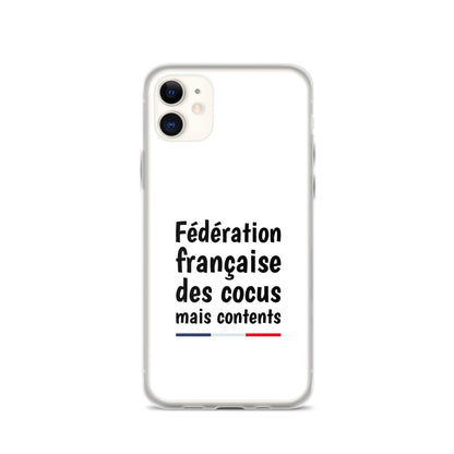 Coque iPhone Fédération française des cocus mais contents - Sedurro