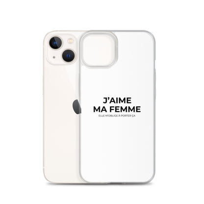 Coque iPhone J'aime ma femme elle m'oblige à porter ça - Sedurro