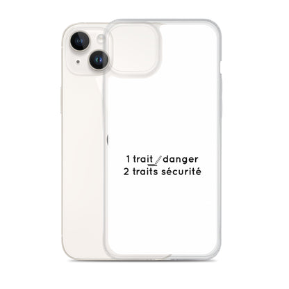 Coque iPhone 1 trait danger 2 traits sécurité - Sedurro