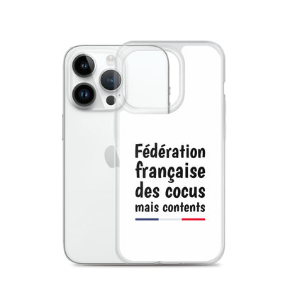 Coque iPhone Fédération française des cocus mais contents - Sedurro