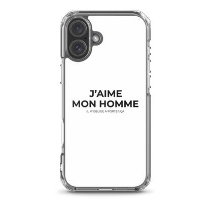 Coque iPhone J'aime mon homme il m'oblige à porter ça - Sedurro