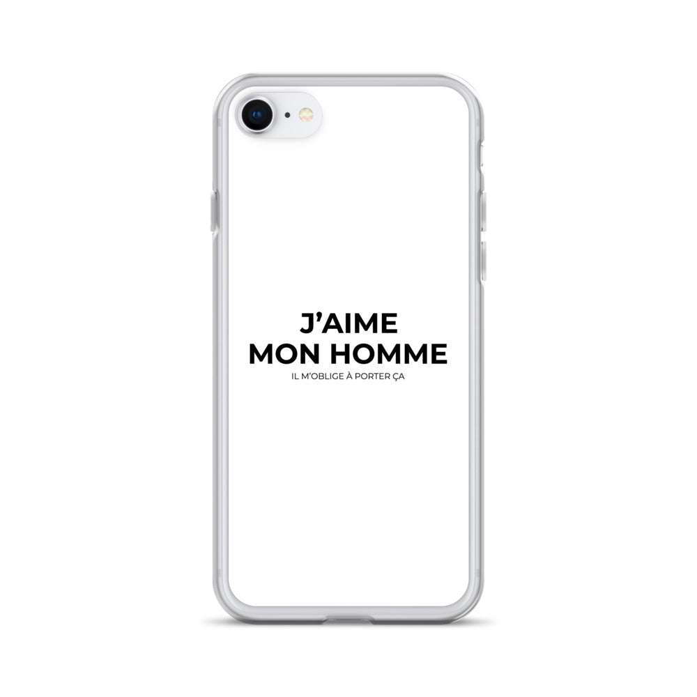 Coque iPhone J'aime mon homme il m'oblige à porter ça - Sedurro