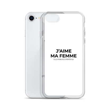 Coque iPhone J'aime ma femme elle m'oblige à porter ça - Sedurro