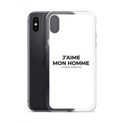 Coque iPhone J'aime mon homme il m'oblige à porter ça - Sedurro