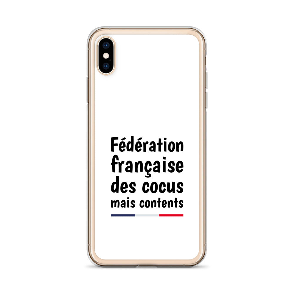 Coque iPhone Fédération française des cocus mais contents - Sedurro