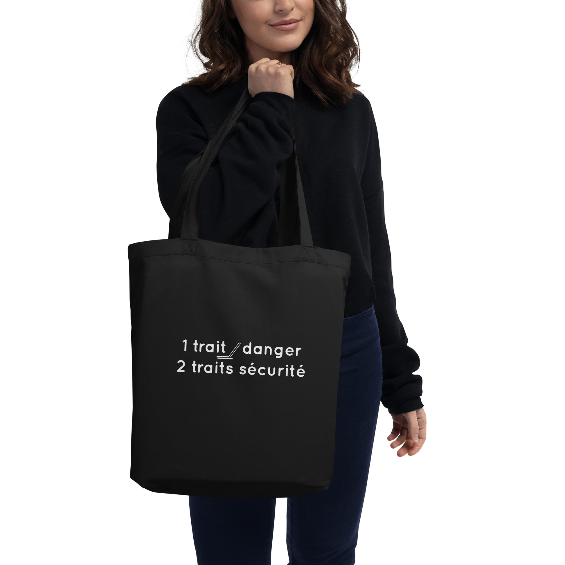 Tote bag bio 1 trait danger 2 traits sécurité - Sedurro