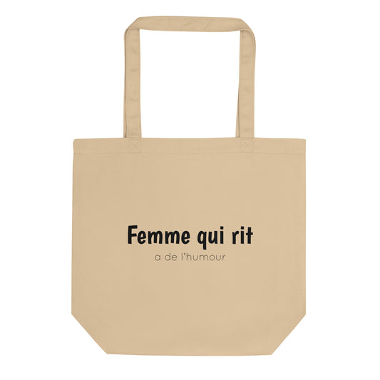 Tote bag bio Femme qui rit a de l'humour - Sedurro