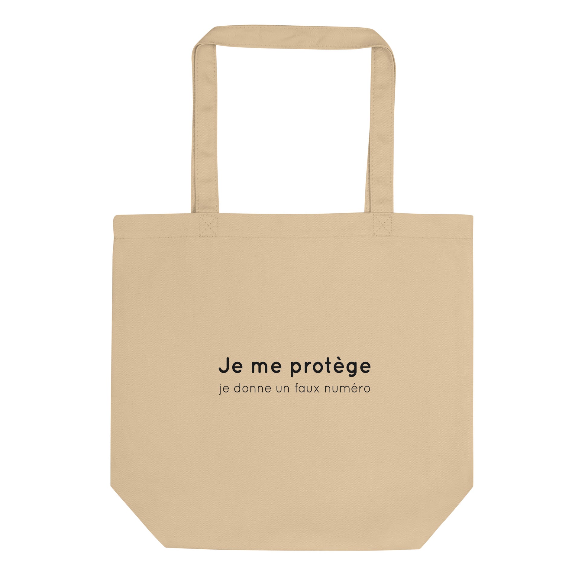 Tote bag bio Je me protège je donne un faux numéro Sedurro