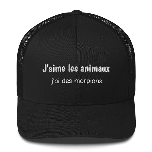 Casquette brodée J'aime les animaux j'ai des morpions Sedurro