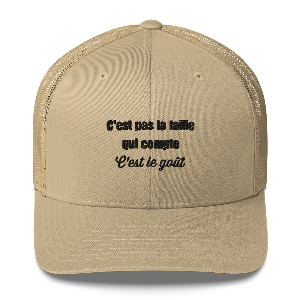 Casquette brodée C'est pas la taille qui compte c'est le goût - Sedurro