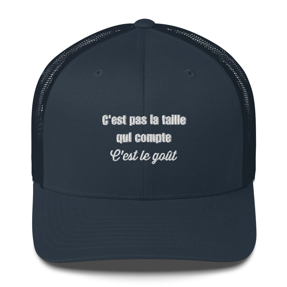 Casquette brodée C'est pas la taille qui compte c'est le goût - Sedurro