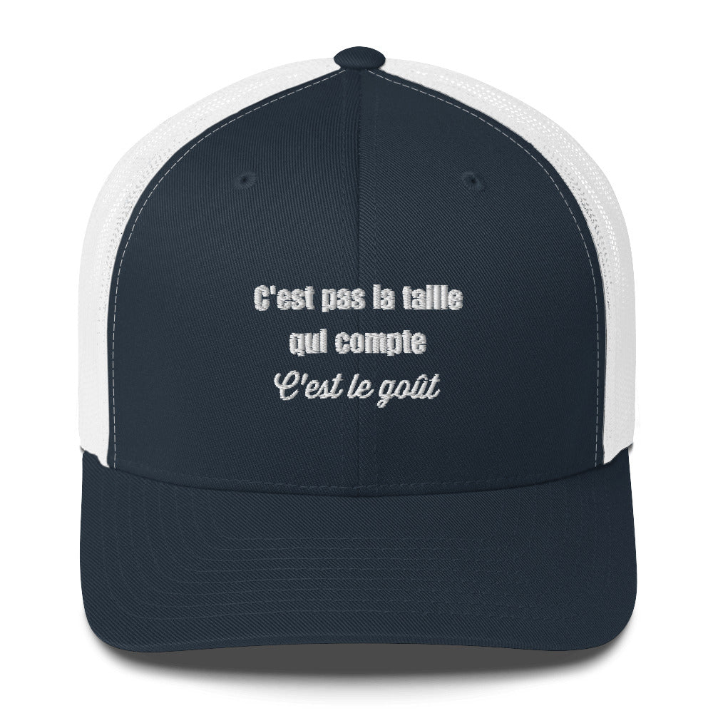 Casquette brodée C'est pas la taille qui compte c'est le goût - Sedurro