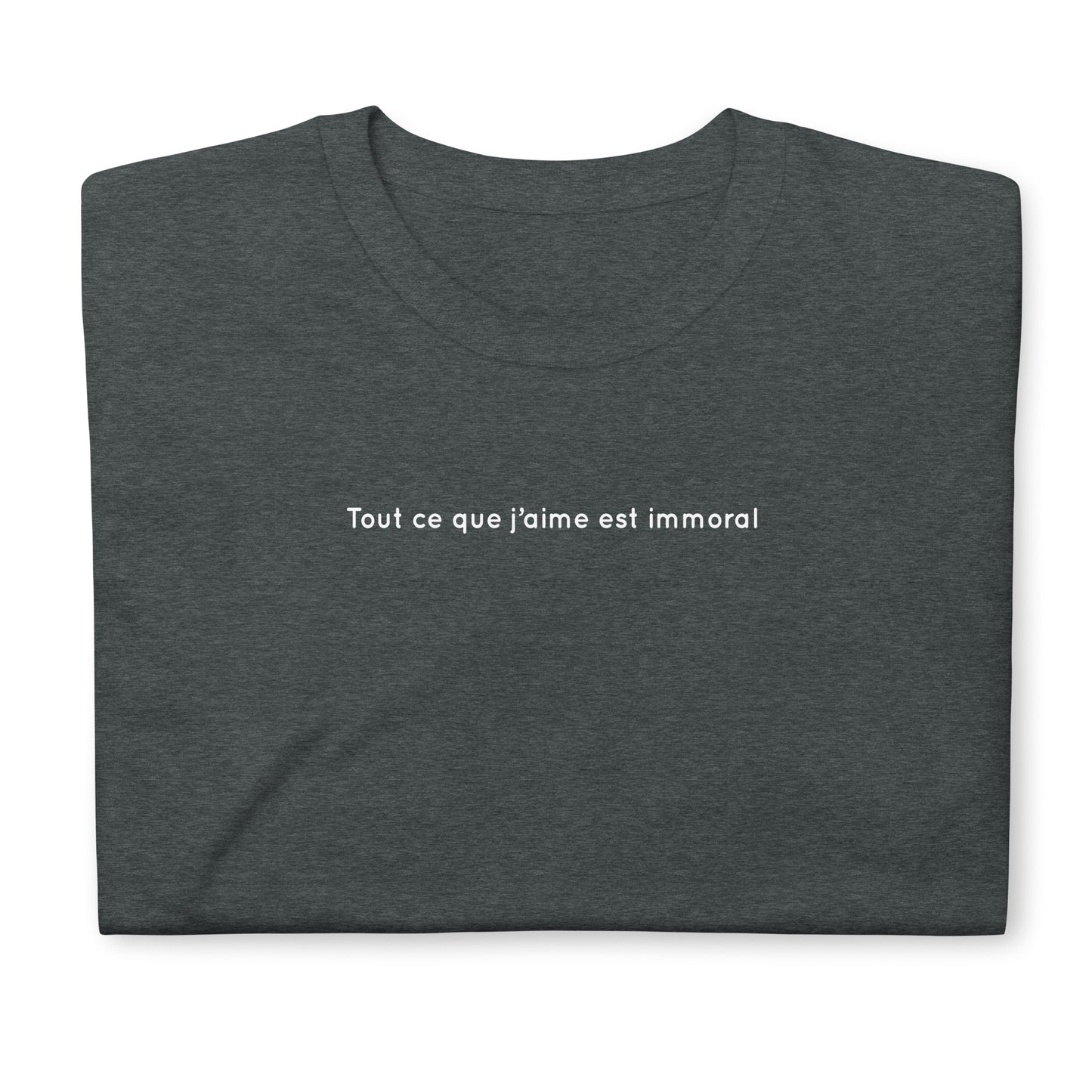 T-shirt unisexe Tout ce que j'aime est immoral Sedurro