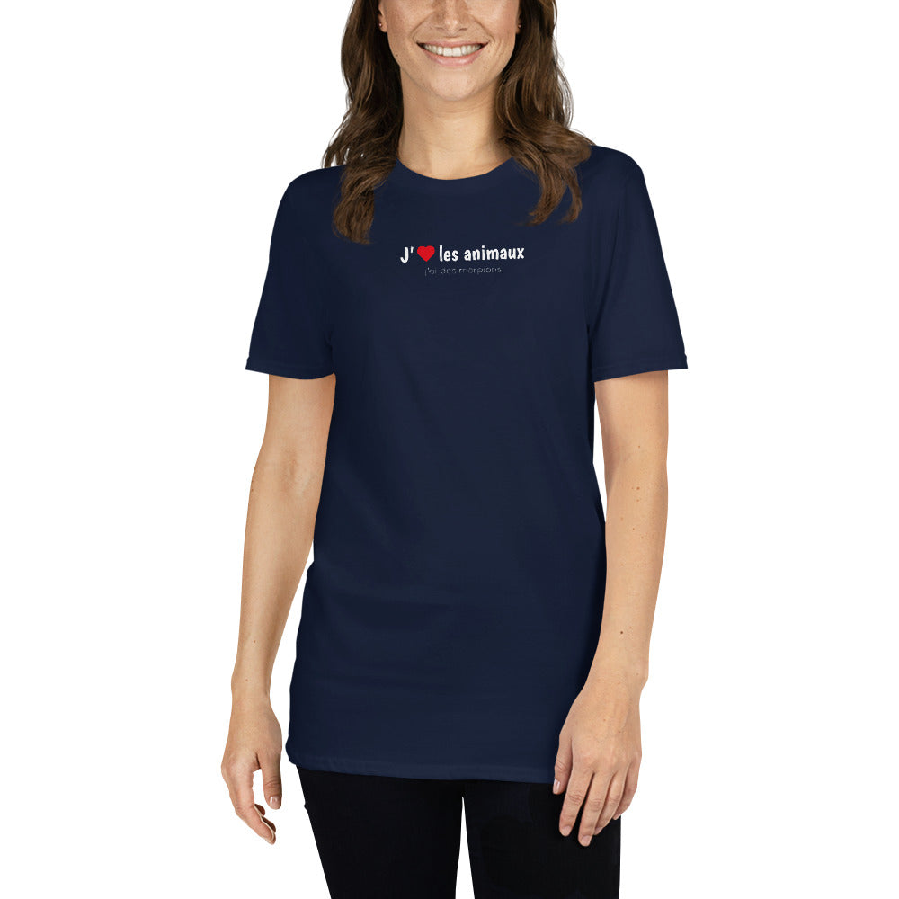 T-shirt unisexe J'aime les animaux j'ai des morpions Sedurro