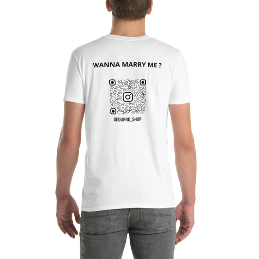 T-shirt unisexe personnalisable QR code Instagram dos - Wanna marry me - clair Sedurro
