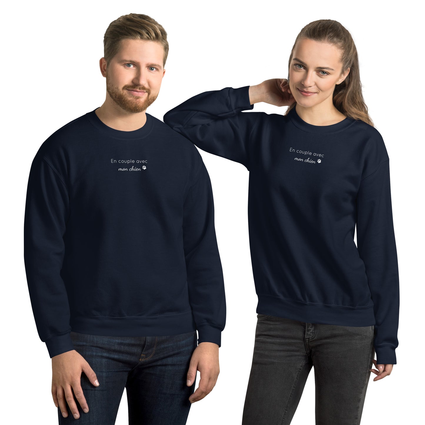 Sweat unisexe col rond En couple avec mon chien Sedurro